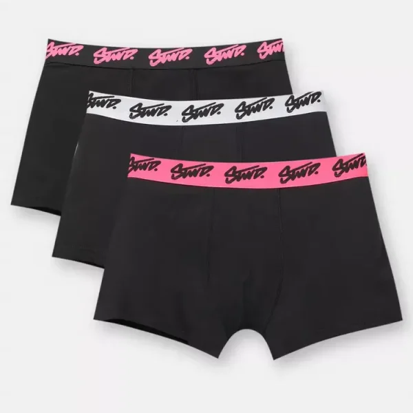 Pack de 3 bóxers negros con logo STWD rosa